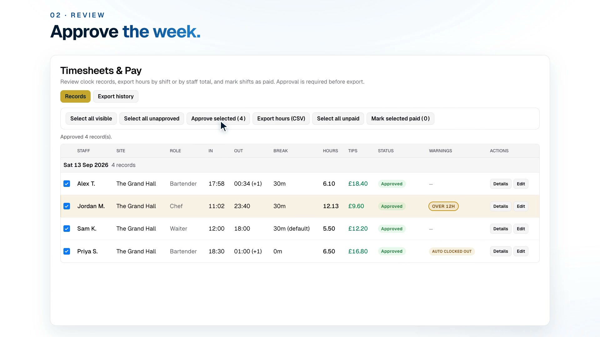 Pub timesheets & clock-in in HouseDesk